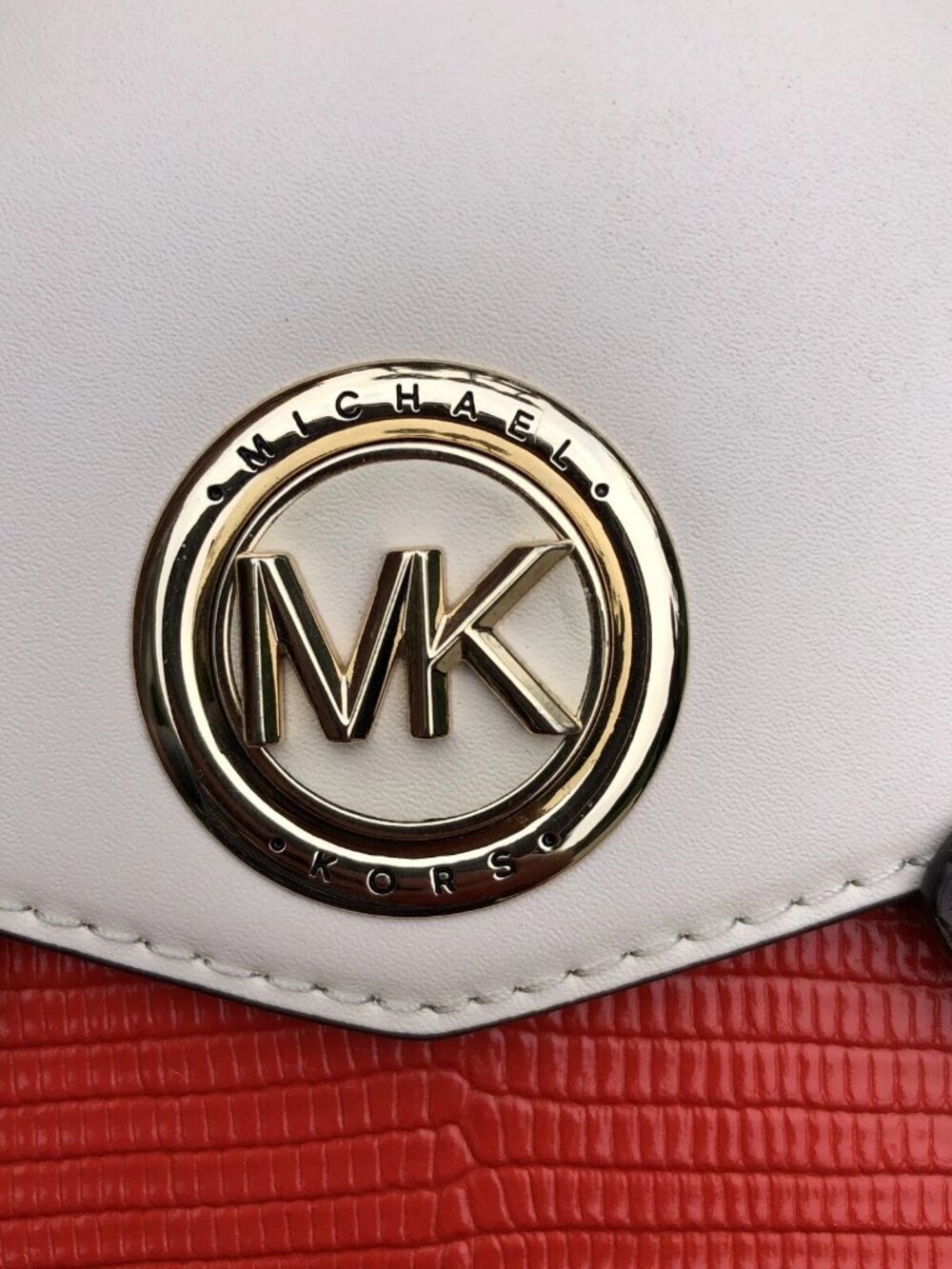 MICHAEL KORS Carmen Medium Flap Satchel Signature MK Logo Purse Bag Crossbody - Picture 9 of 16
